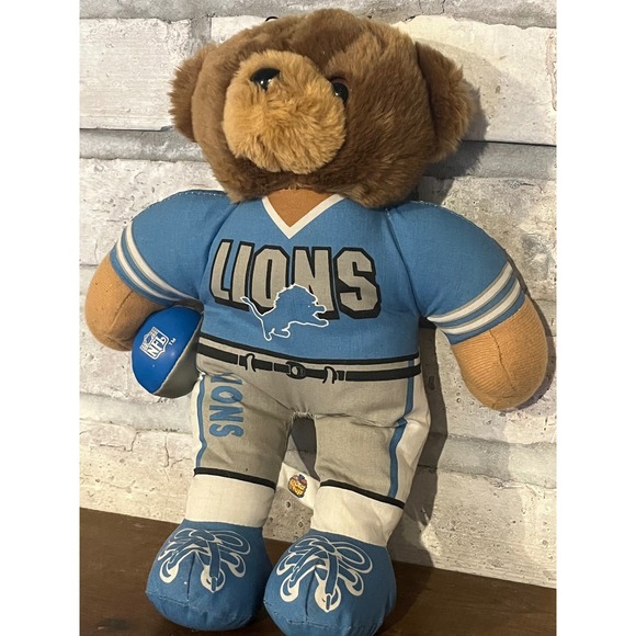 NFL Detroit Lions Good Stuff Plush Teddy Bear with Football Vintage‎ 1990s - Picture 2 of 7